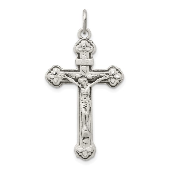 Million Charms 925 Sterling Silver Antiqued INRI Crucifix Necklace Charm Pendant - Picture 1 of 4